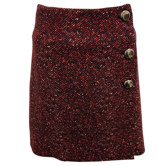 PRADA BLACK / RED WOOL MINI SKIRT